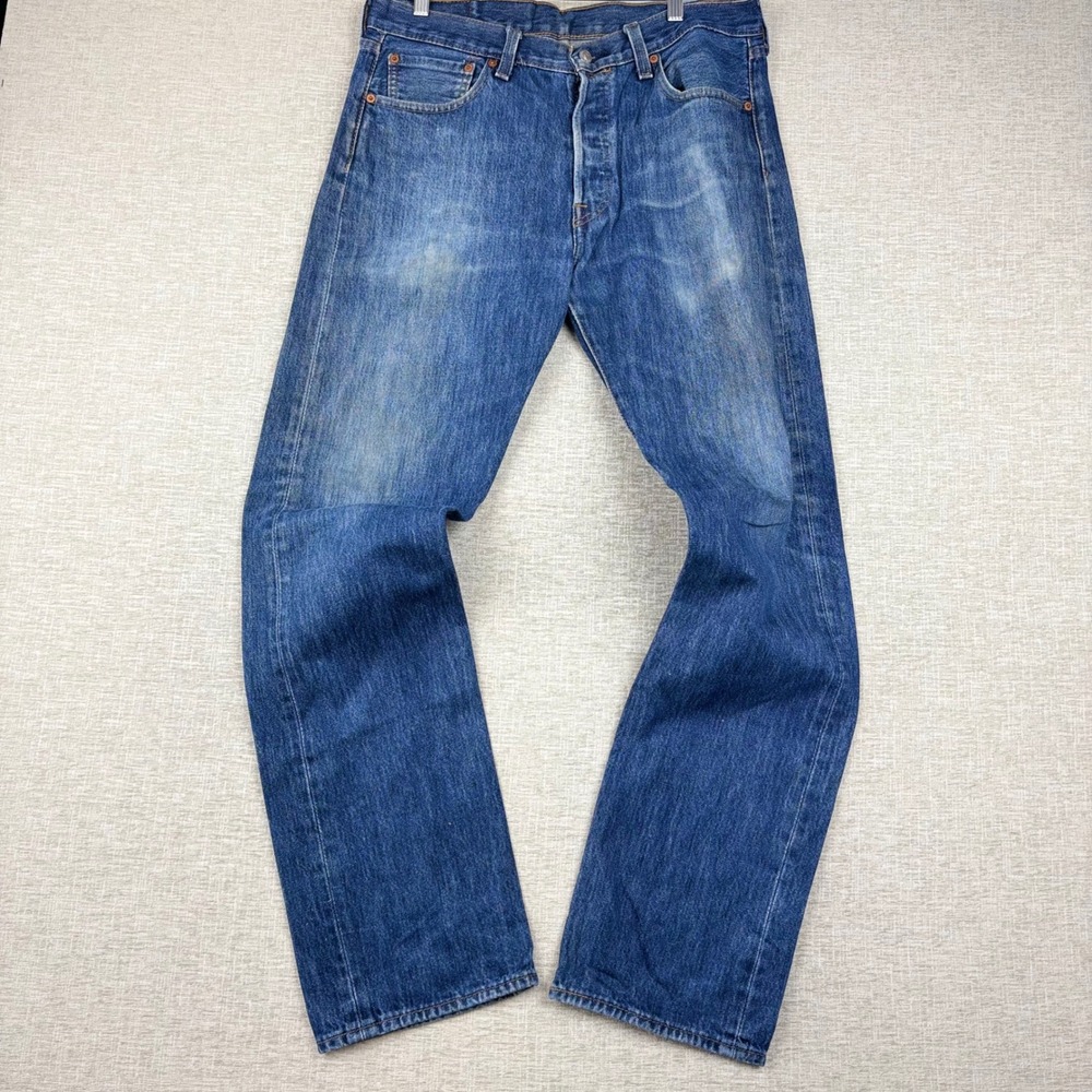 Levis 501 Original Mens 34x34 Lo-Key Festival  Y2K Style  Distressed Jeans